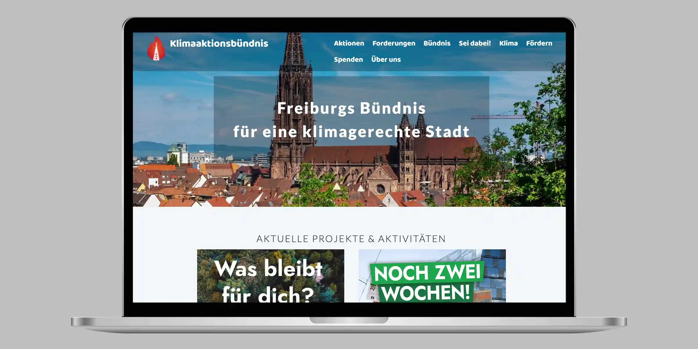 Die Website des Klimaaktionsbündnis Freiburg, erstellt 2020 in Drupal